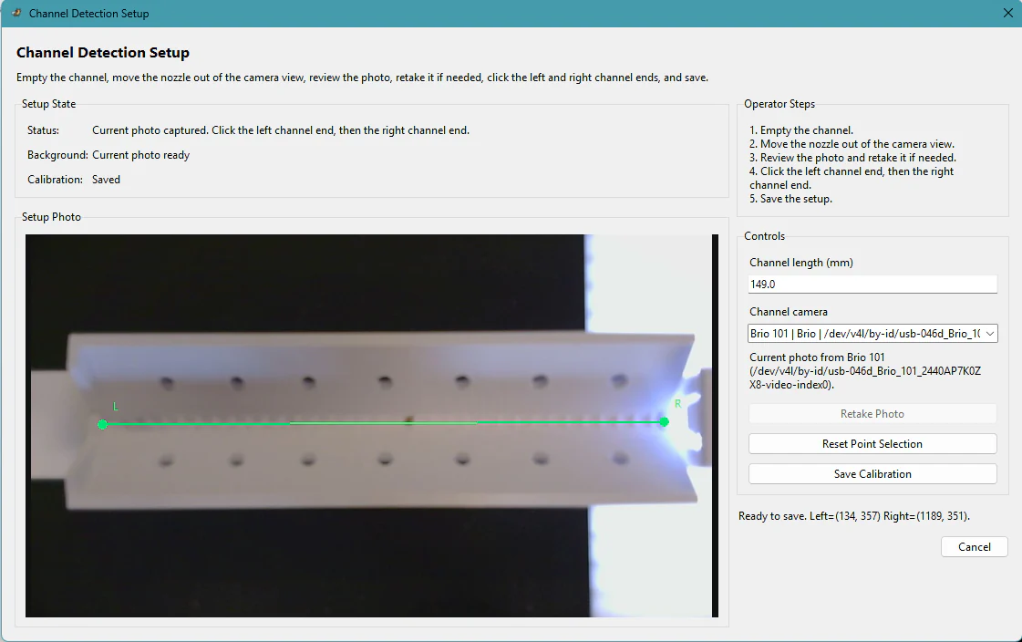 Channel calibration interface for the fruit-fly vision workflow.